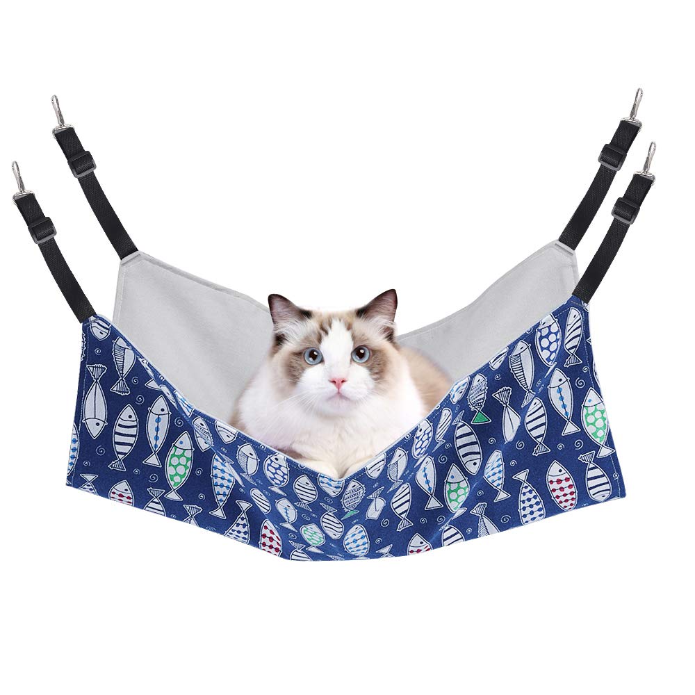 Persuper Cat Hammock Bed For Cage - 22X18 Inch Adjustable Hanging Cat Bed Reversible Cat Hammocks For Indoor Cats, Soft Cat Perch, Sleeping And Resting Sleepy Pad For Kitten Ferret Puppy Or Small Pet