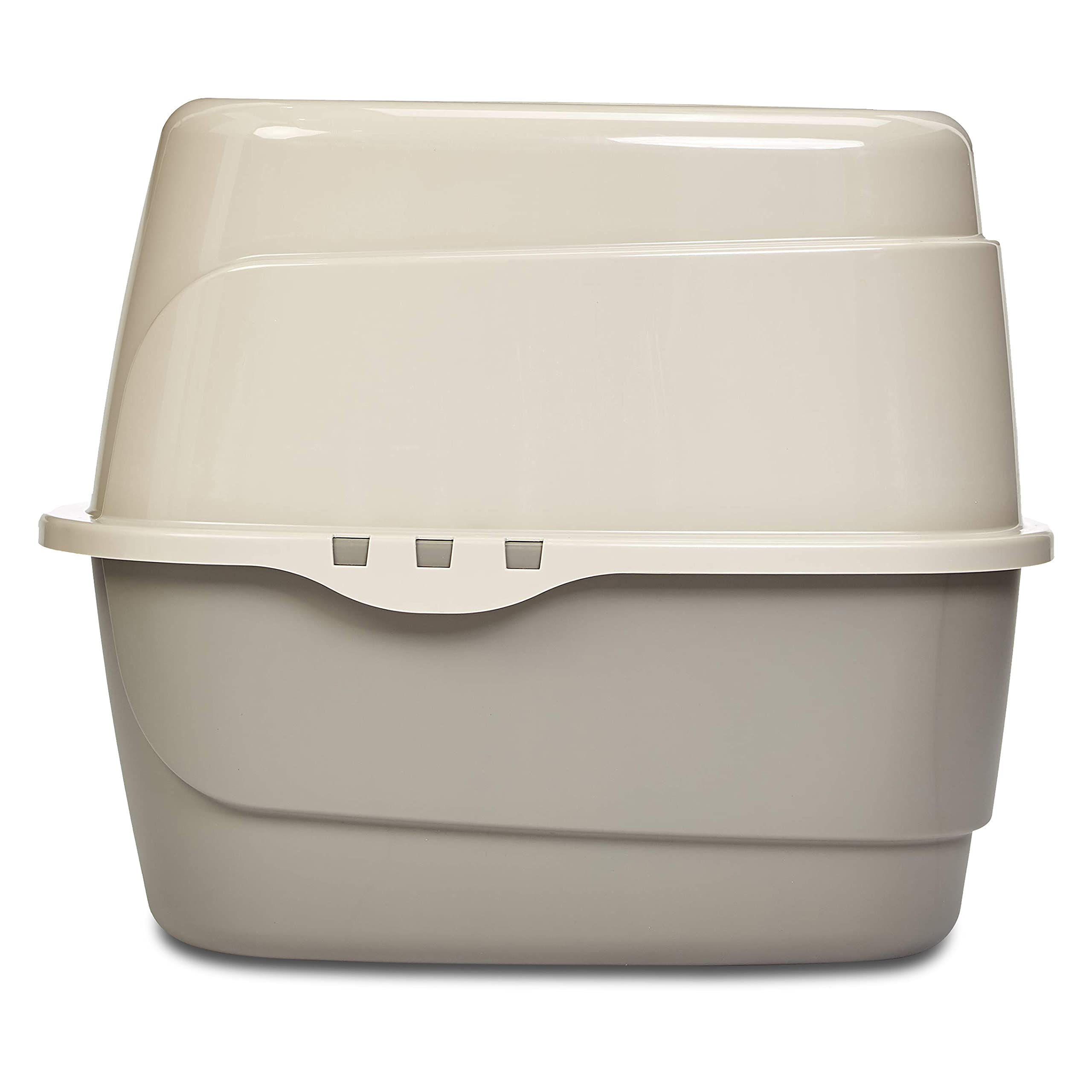 Amazon Basics No-Mess Hooded Corner Easy Clean Cat Litter Box, Triangle, Charcoal, 26 In X 20 In X 23 In