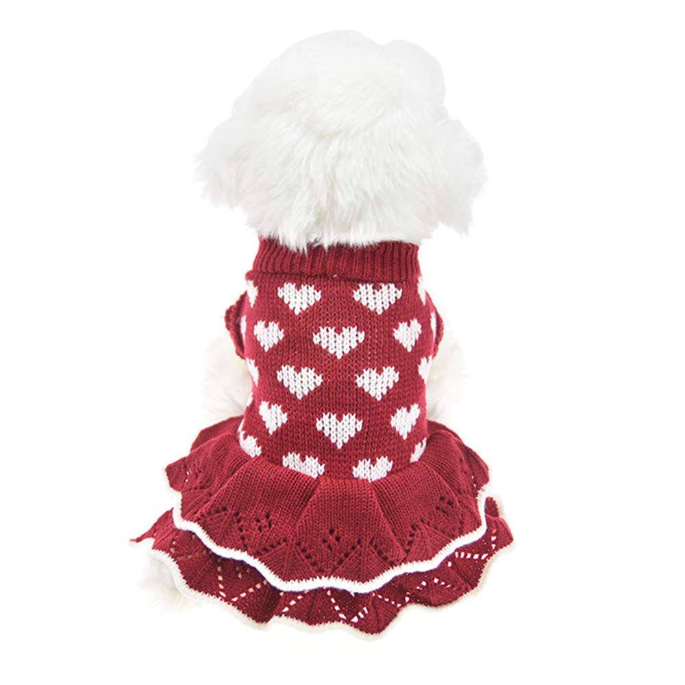 Muyaopet Small Dog Sweaters Girl Red Winter Warm Dog Christmas Dress Costume Clothes Dachshund Chihuahua Corgi (Red, S)