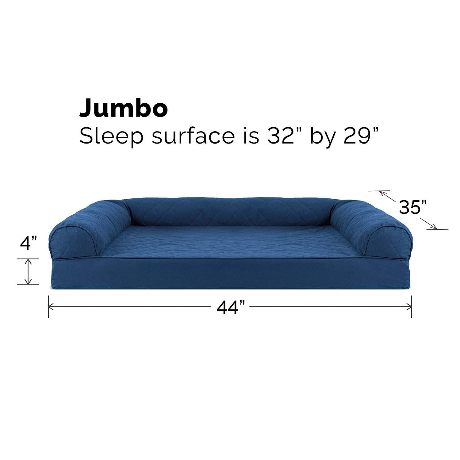 Furhaven Cooling Gel Dog Bed for Large Dogs w/ Removable Bolsters & Washable Cover, For Dogs Up to 95 lbs - Quilted Sofa - Navy