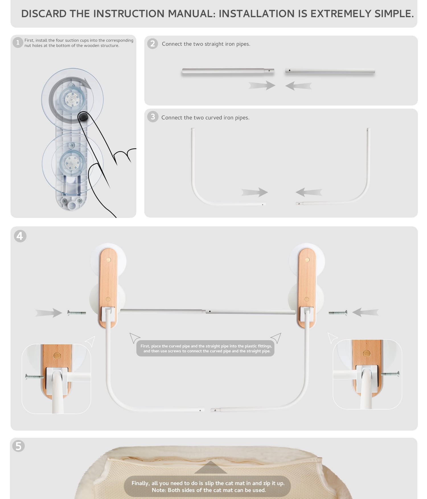 Foldable Cat Window Perch For Large Cats, Cat Hammock For Window With Strong Suction Cup, Easy To Install & Breathable Cover,Cor