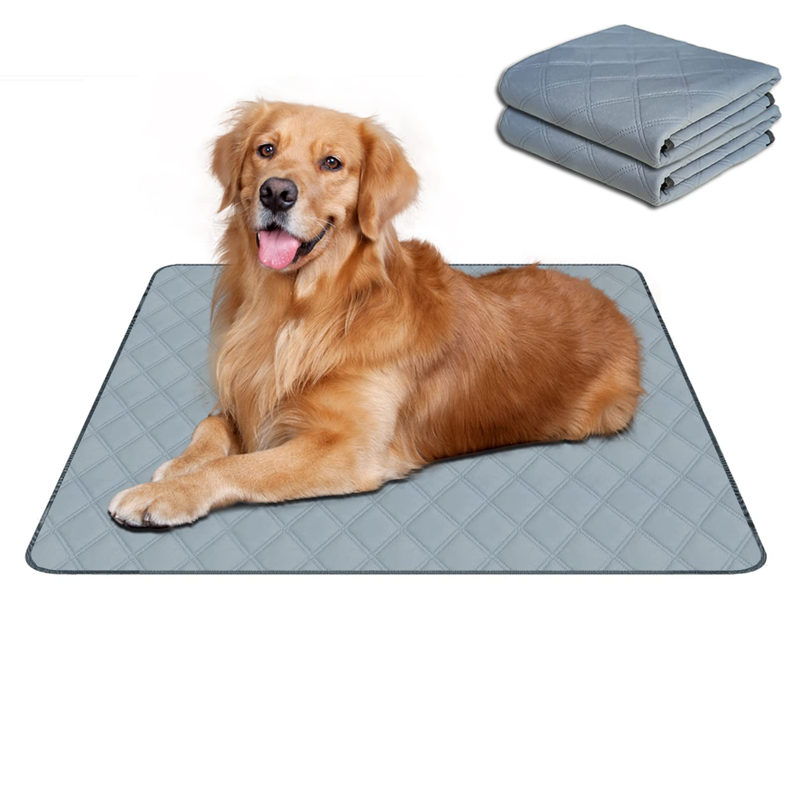 Rioussi Washable Pee Pads For Dogs, Reusable, Absorbent, Leakproof, Non Slip Pet Puppy Pads For Potty Training. Light Gray, 18X2