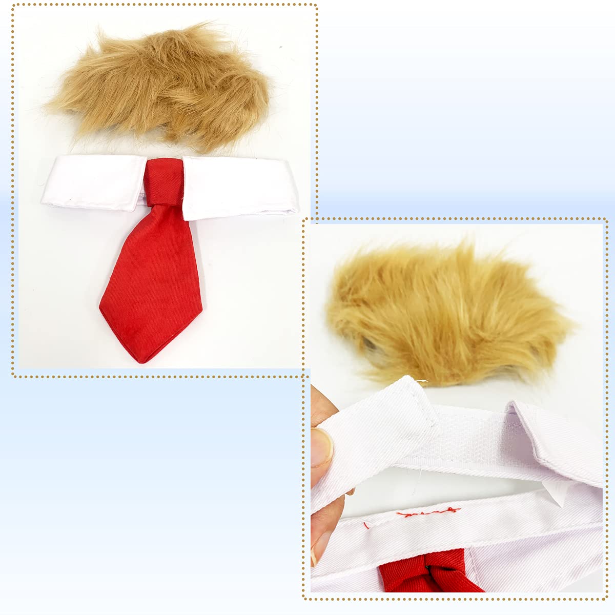 Pet Costume Dog Wig, Dog Clothes With Collar And Tie Head Wear For Halloween, Party, Festivals, Christmas(Yello)