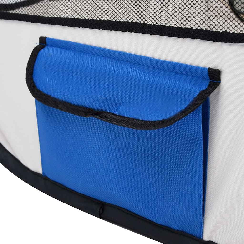 Foldable Dog Playpen with Carrying Bag Blue 57.1x57.1x24