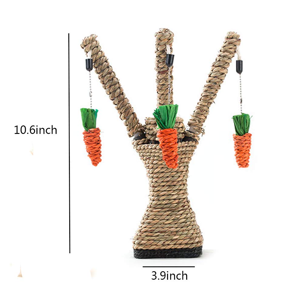 Hamiledyi Pet Rabbit Toy Tree Bunny Fun Chew Toy Rattan Grass Scratcher Climbing Tree Play Carrot Toy For Small Animal