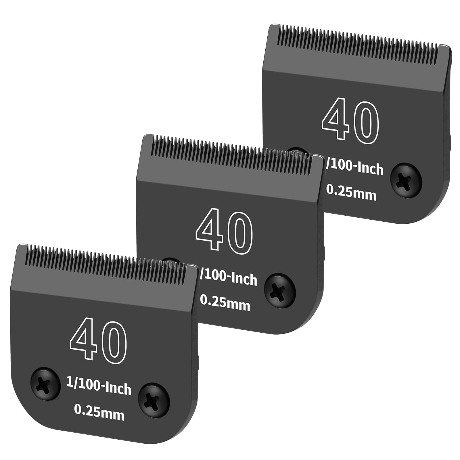 Yaziyir 3 Pack 40# Detachable Dog Grooming Steel Blades,Compatible With Andis,Oster A5,Wahl Km-10 Series,Cut Length 1/100'' 0.25