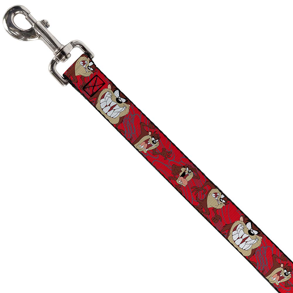 Dog Leash Tasmanian Devil Expressions Red Swirl 6 Feet Long 1.5 Inch Wide