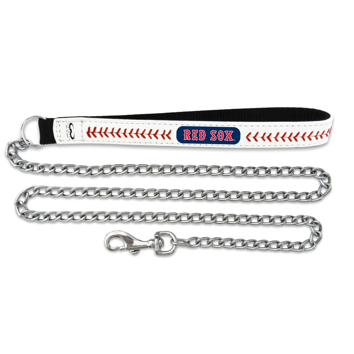 MLB Boston Red Sox Baseball Leather Chain Leash, 2.5 mm