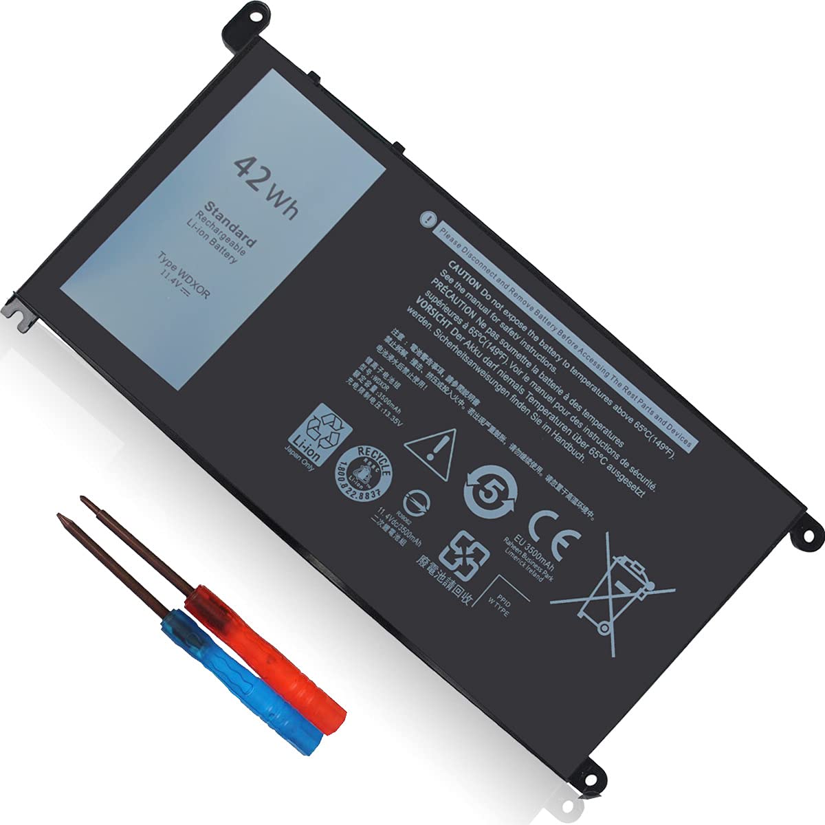 42Wh Wdxor 114V Battery For Dell Inspiron 13 7375 7368 7378 5368 5378 5379 P69G 15 7579 7560 7570 7569 7573 5570 5567 5565 5568 