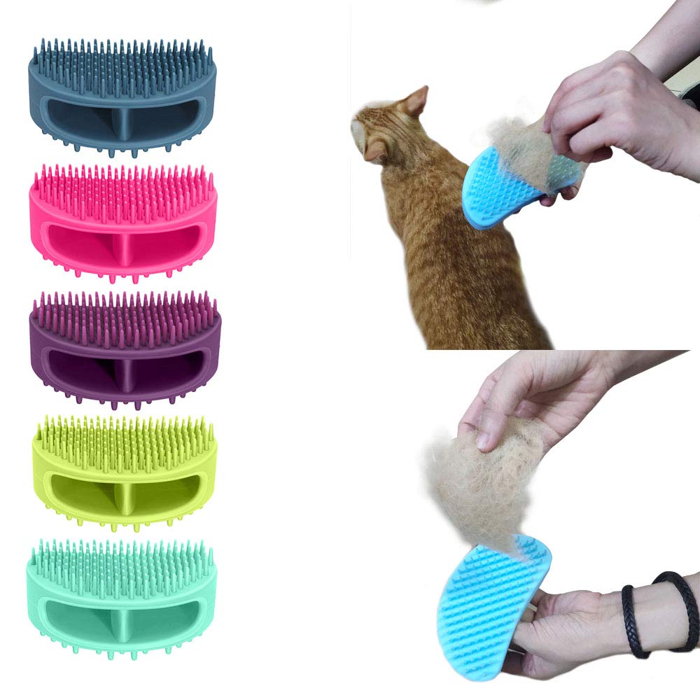 Famobest Dog Brush & Cat Brush, Soft Silicone Dog Grooming Brush, Pet Bath & Massage Brush For Cats And Dogs With Short Or Long Hair, Cat Slicker Shedding Hair Brush For All Pet Sizes Teal