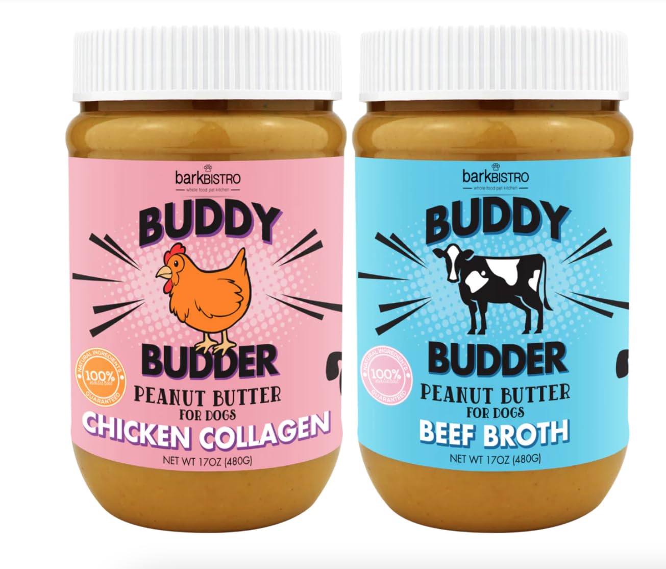 BUDDY BUDDER Beef Broth, 100% Natural Dog Peanut Butter, Healthy Peanut Butter, Stuff in Toy, Dog Pill Pocket - Made in USA (17o