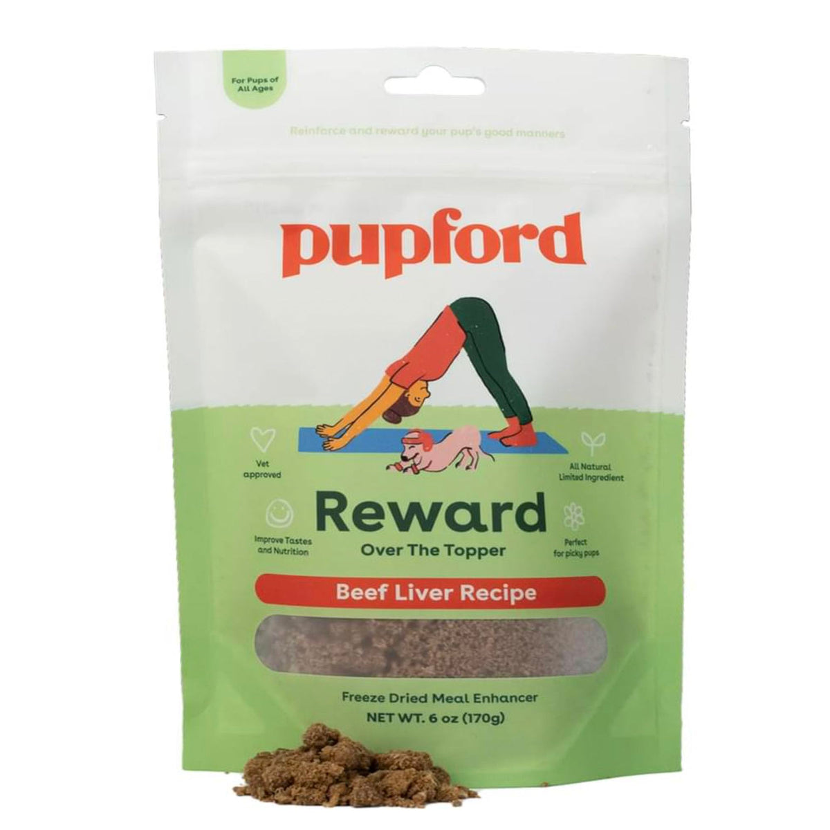 Pupford Over The Topper - Freeze Dried Meal Toppers For Dogs & Puppies Of All Ages | Minimal Ingredients, Made In Usa | Delicious Food Topper For Picky Dogs, Improve Nutrition & Taste (Beef Liver)