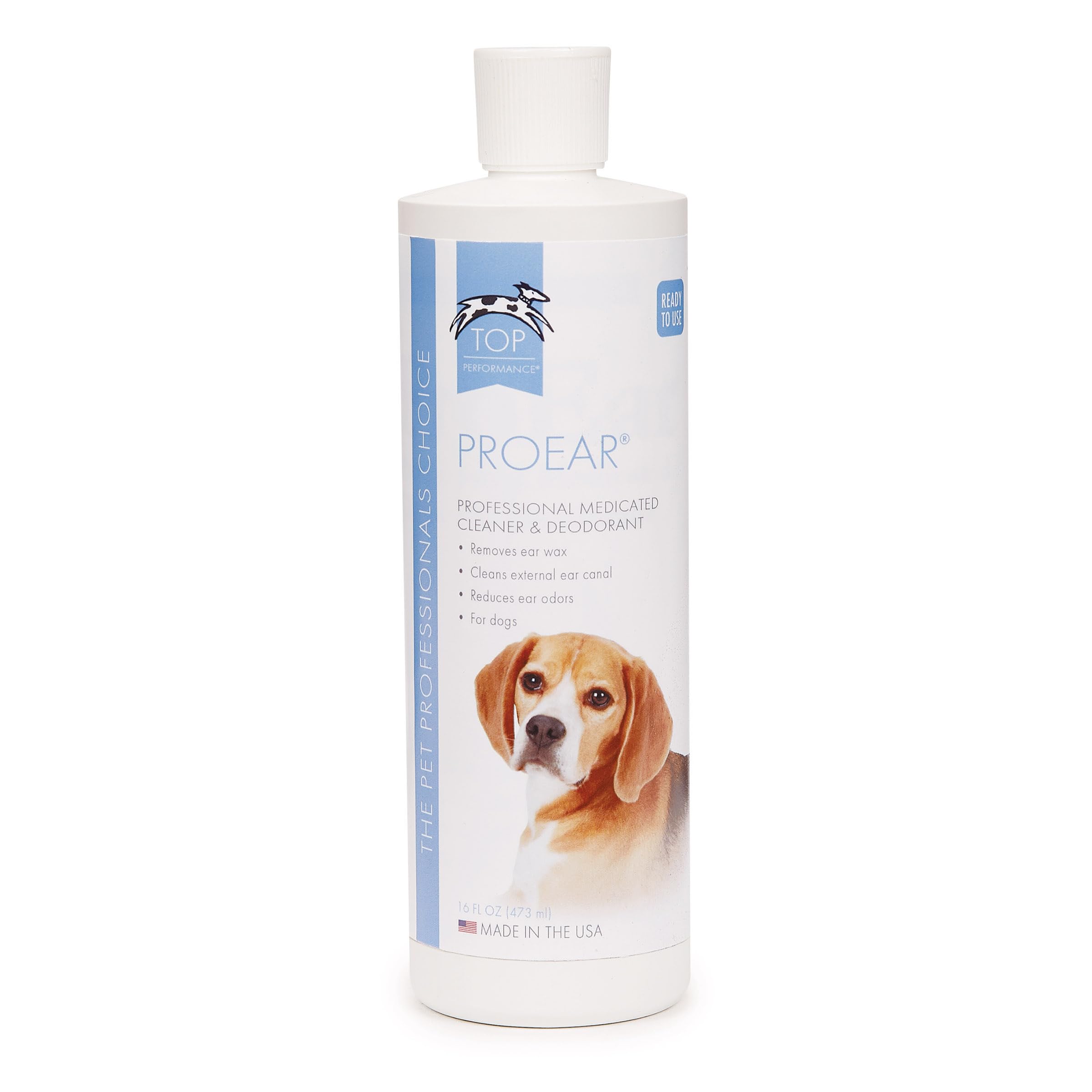 Top Performance ProEar Professional Medicated Ear Cleaners - Versatile and Effective Solution for Cleaning Dog and Cat Ears, 16 