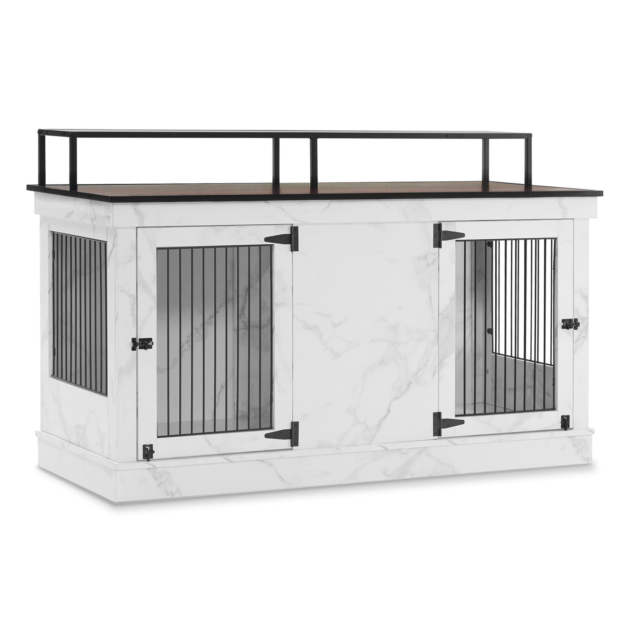 MCombo Large Dog Crate Furniture TV Stand, Wooden Pet Kennel with Double Doors, Indoor Furniture Style Dog House End Table, 1861