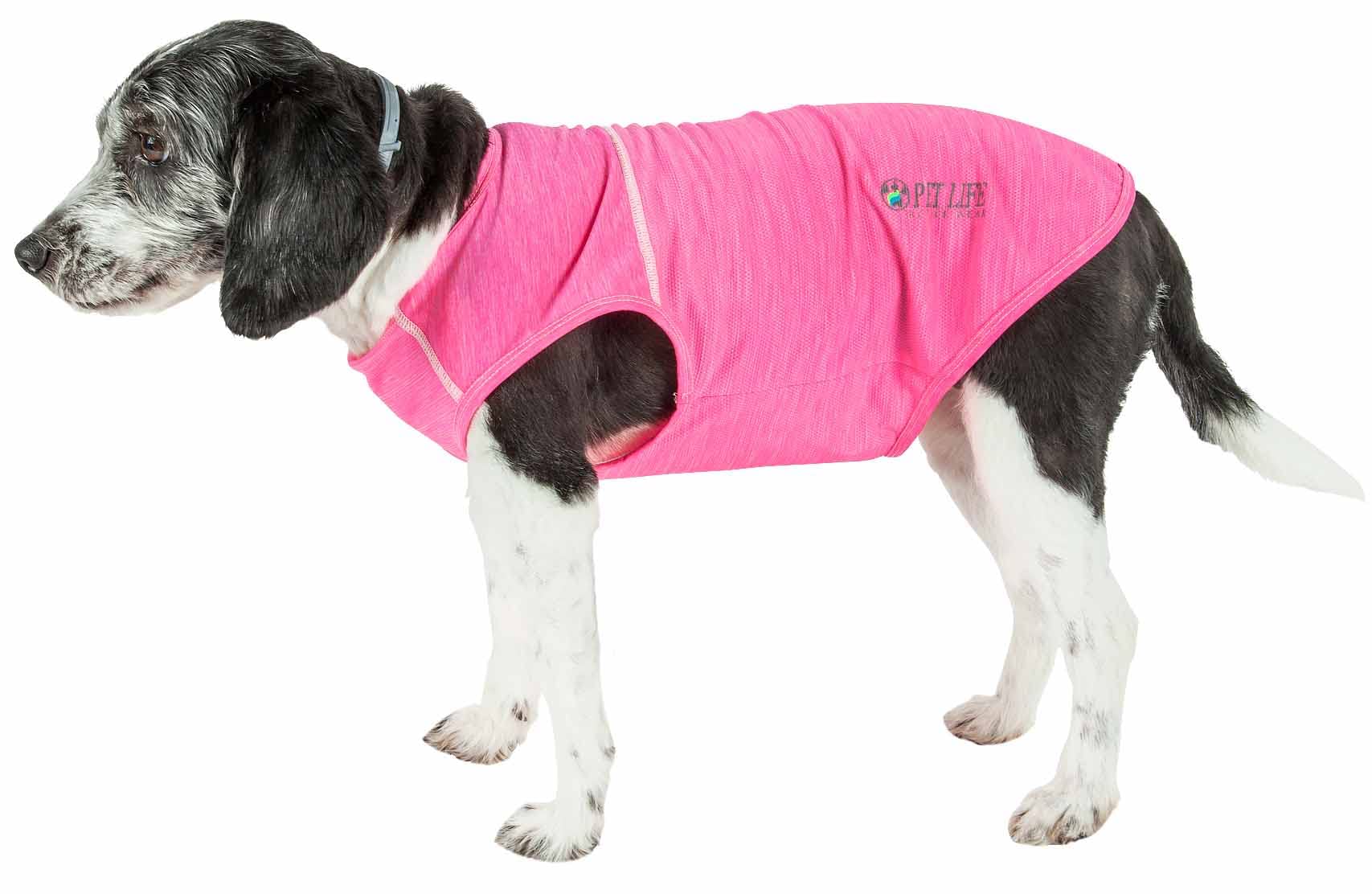 Pet Life Active 'Aero-Pawlse' Heathered Quick-Dry And 4-Way Stretch-Performance Dog Tank Top T-Shirt(D0102H7Lu7G.)