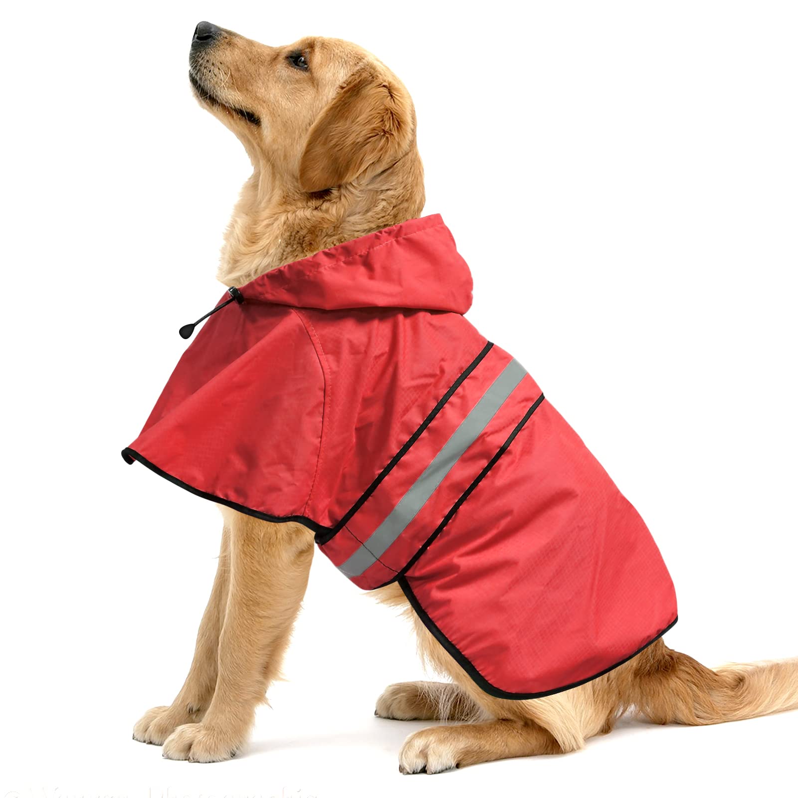 Ezierfy Waterproof Reflective Dog Raincoats - Adjustable Hooded Pet Rain Coat Jacket, Lightweight Dog Slicker Poncho For Small To X- Large Dogs And Puppies (Red, X-Large)