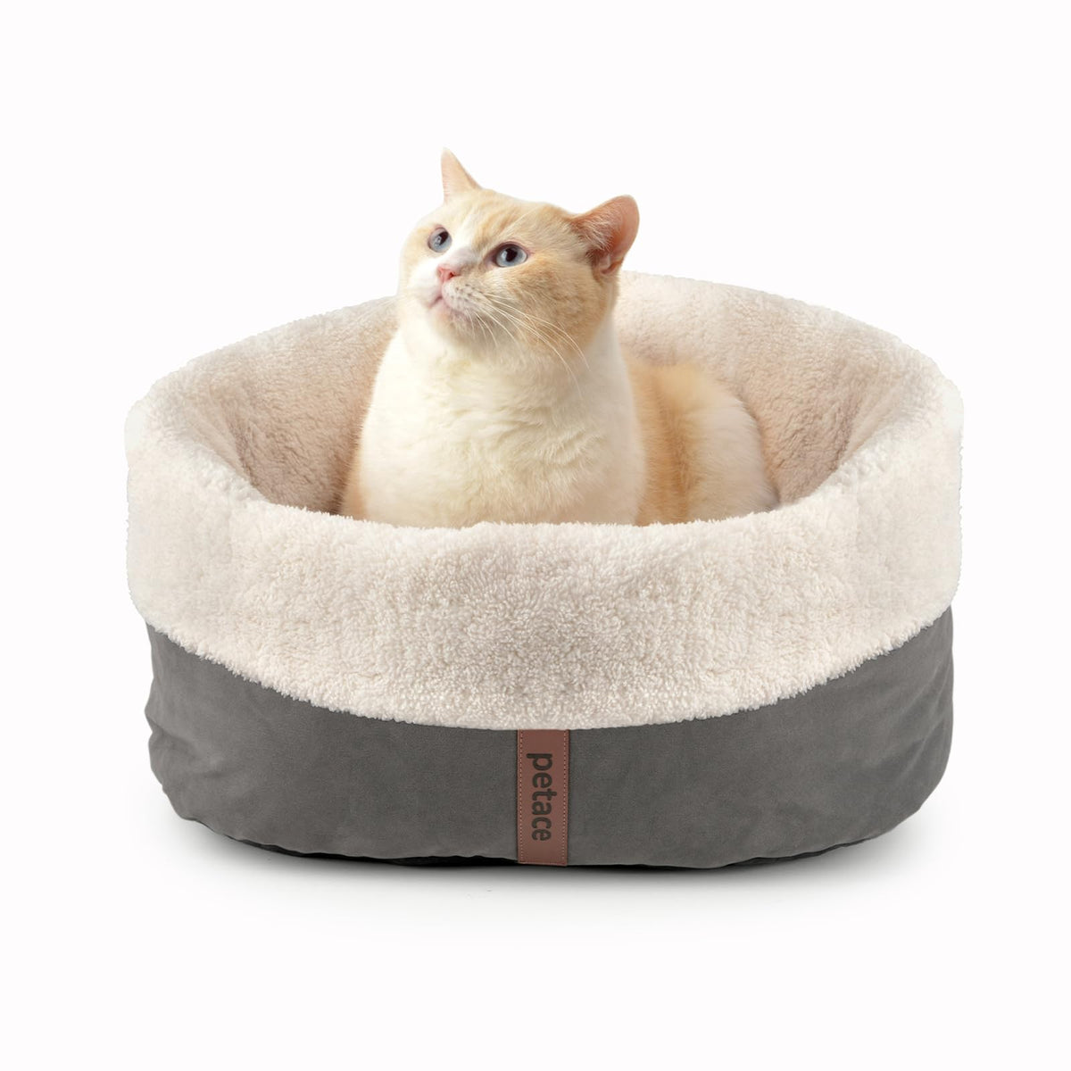 Petace Self Warming Cat Bed, 17.7'' X 13.7'' Anti-Slip Soft Round Thermal Pet Cushion Bed For Kittens, Cats, Puppies And Small D