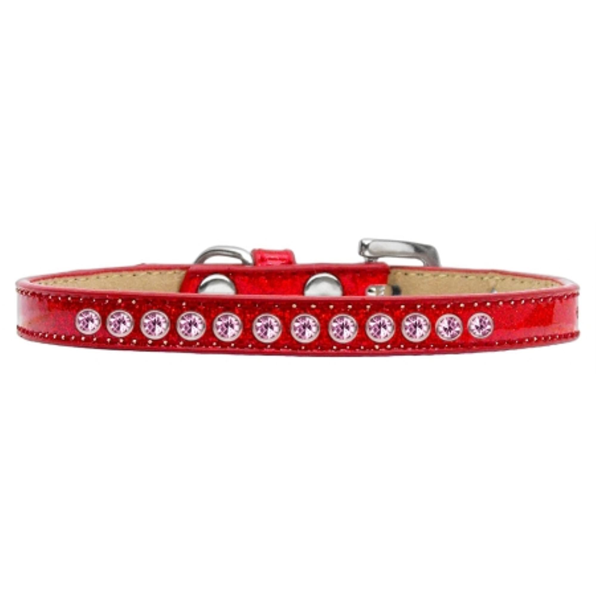 Mirage Pet Products Light Pink Crystal Red Puppy Dog Ice Cream Collar Size 16