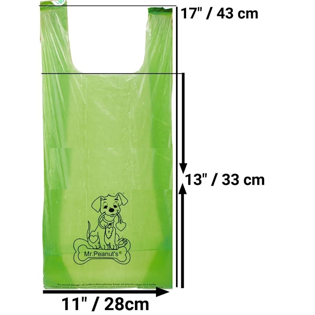 Mr. Peanut's XL Pooper Scooper Sized 13X11'' Recycled Waste Poop Bags Made From Plants - 160 Count