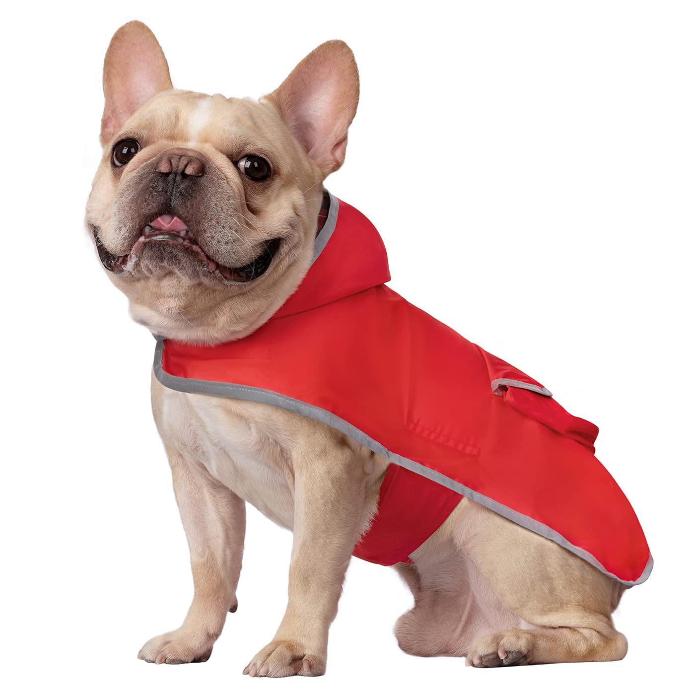 HDE Reversible Dog Raincoat Hooded Slicker Poncho Rain Coat Jacket for Small Medium Large Dogs Buffalo Plaid Red - M