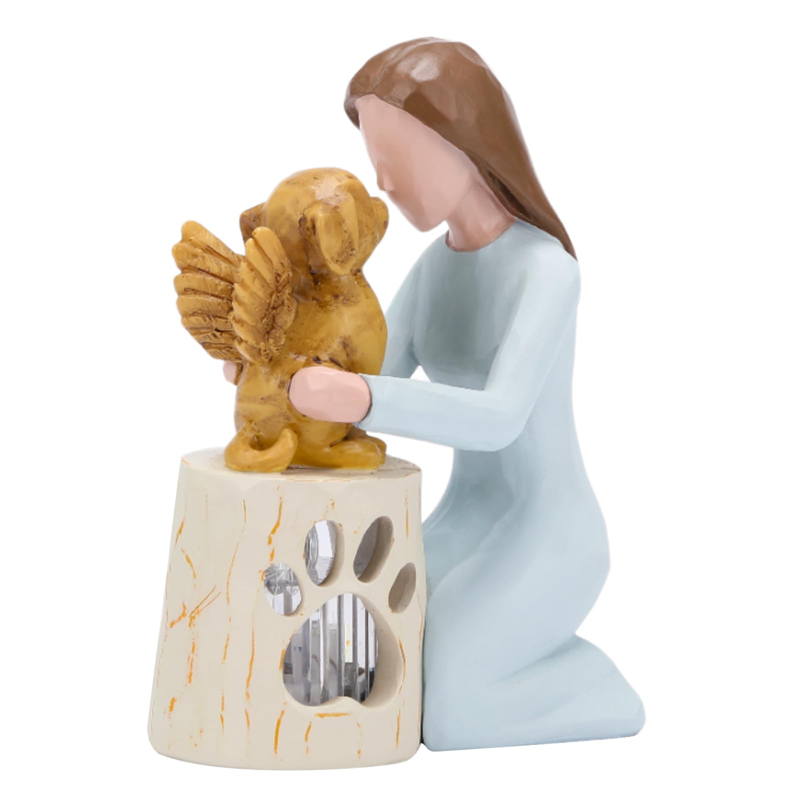 Seawah Dog Memorial Gifts For Loss Of Dog - Hand-Painted Angel Dog Candle Holder Figurine Statue For Women&Dog Mom - Sympathy Gi