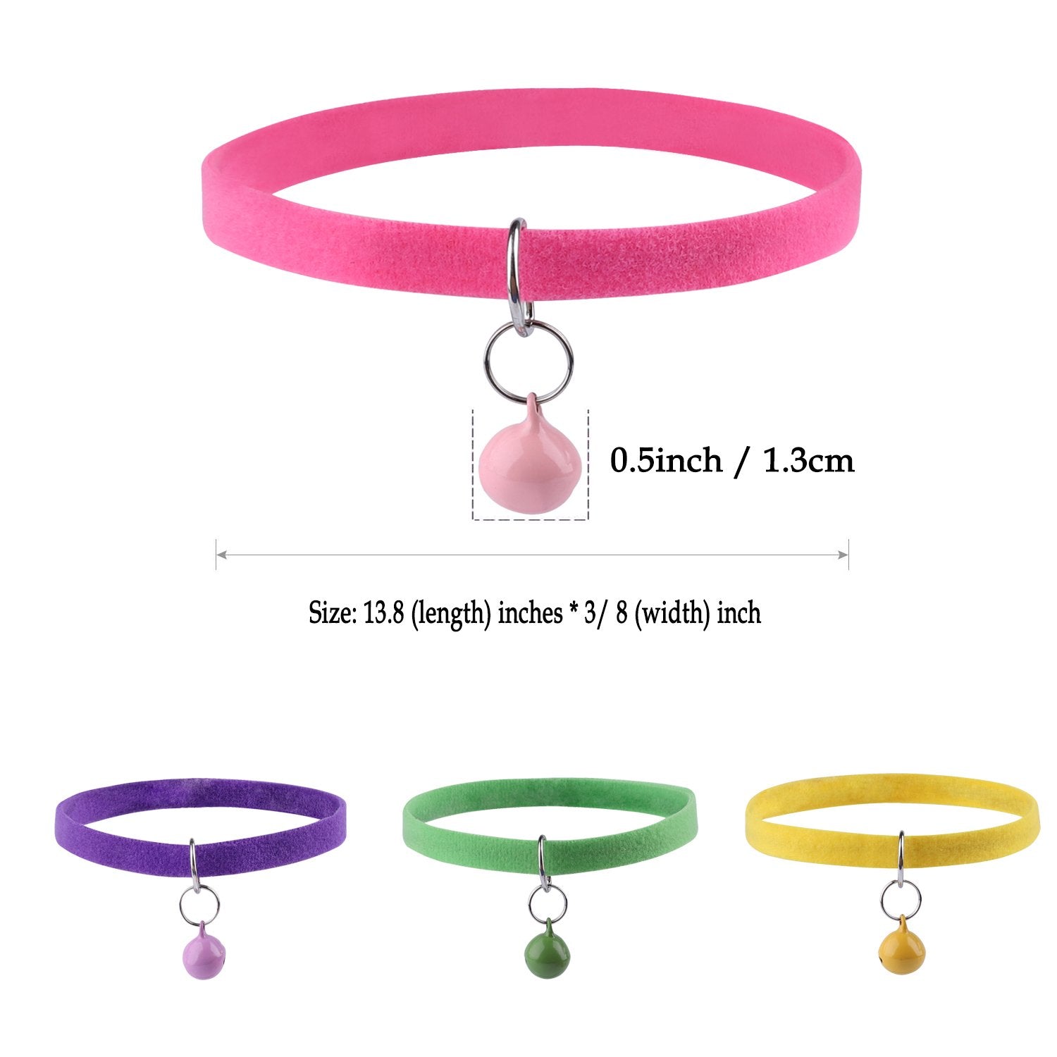 Whaline 15Pcs Double Side Soft Plush Puppy Id Collars With Bells For Dog And Cat