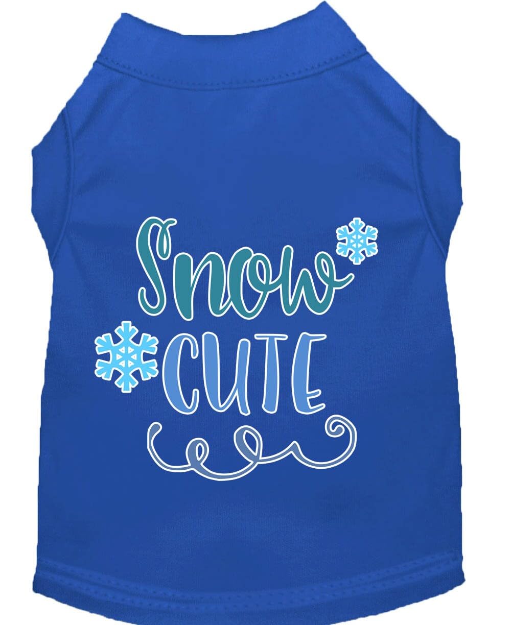 Christmas Pet Dog & Cat Shirt Screen Printed, &quot;Snow Cute&quot; Blue MD (6-10 lbs.)