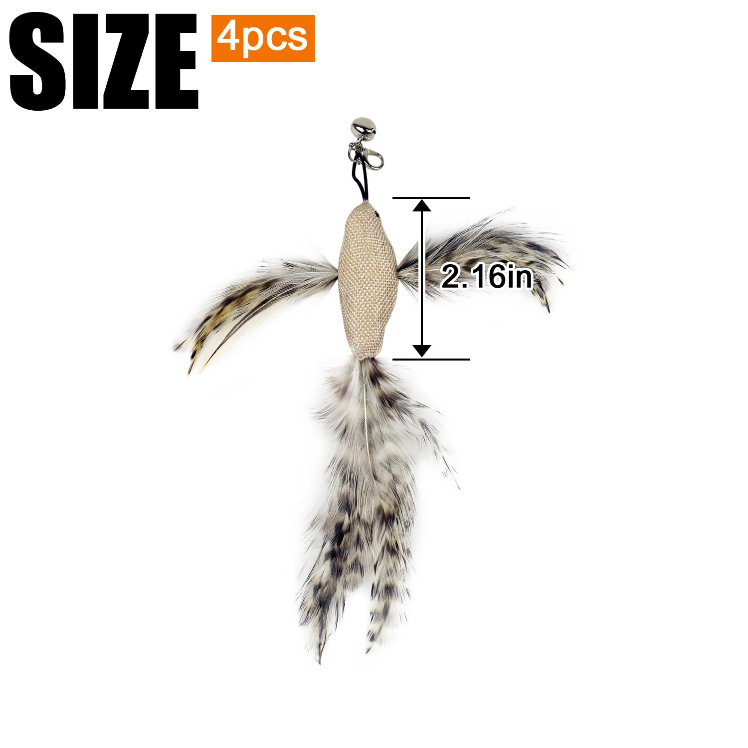 Ttcat Feather Toys, 4 Pcs Simulation Birds Refills, Cat Toys Replacement Feathers For Cat Kitten Wand.