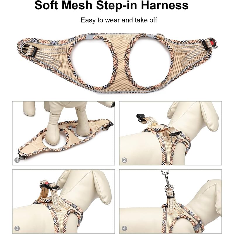 Dog Harness and Leash Set, No Pull Adjustable Reflective Pet Harness for Small Medium Dogs, Step in Vest Harness Easy Walk Dog H