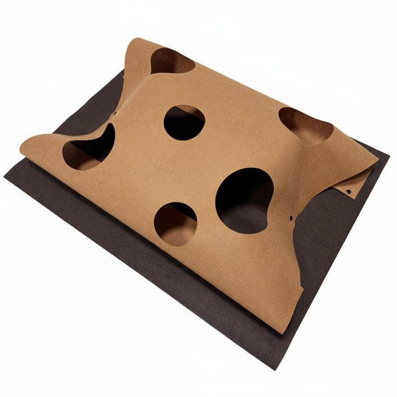 Heavenglow Agility Training Felt Cat Maze Chew Resistant Cat Tunnel Mat Collapsible Design For Cats, Kittens, Indoor, Red Brown 