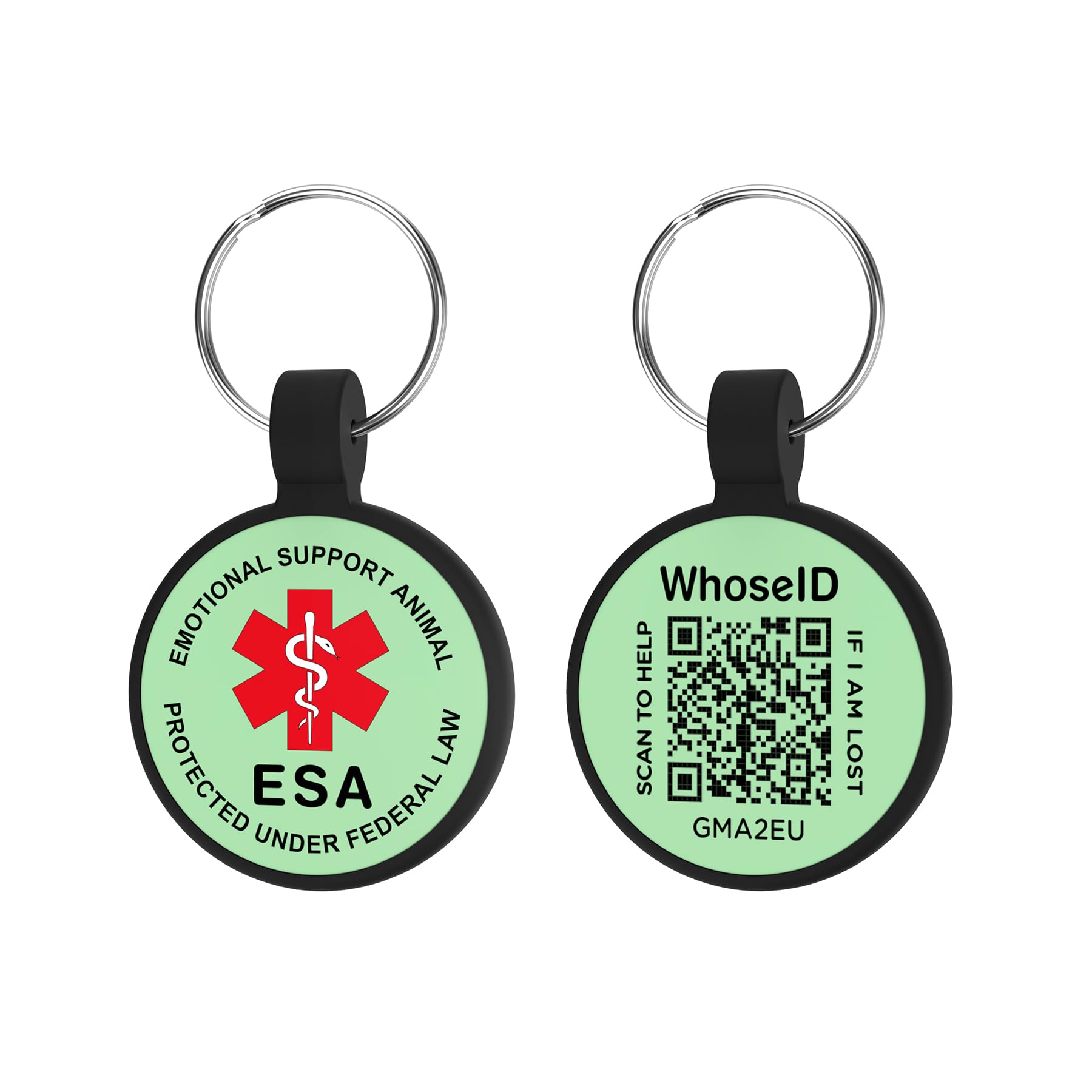 Whoseid Qr Code Dog Tag, Qr Code Pet Id Tag, Dog Id Tag, Waterproof Lightweight Silent Cat Tag, Modifiable Free Pet Online Profile, Scan Qr Code Send Instant Pet Location Alert Email (Esa, Green)