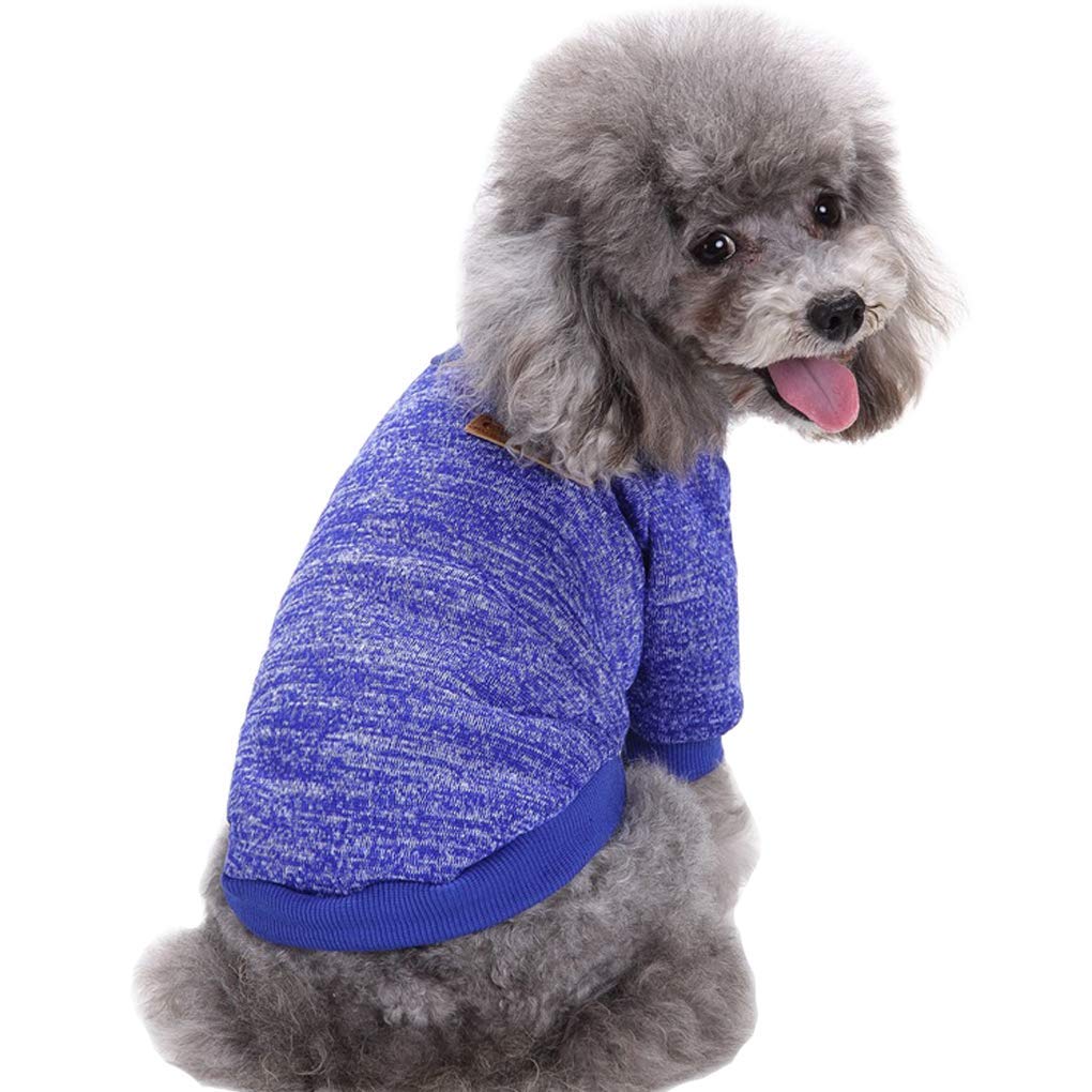 Chborless Pet Dog Classic Knitwear Sweater Warm Winter Puppy Pet Coat Soft Sweater Clothing For Small Dogs (Xs, Dark Blue)