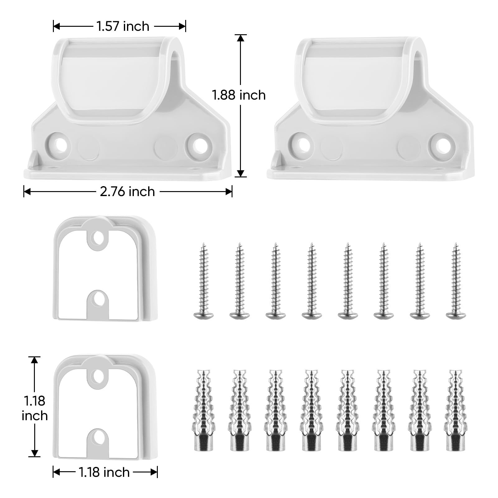 Retractable Baby Gate Replacement Parts Kit, Pet Gate Full Set Wall Mounting Hardware With Brackets Anchors And Screws(White)