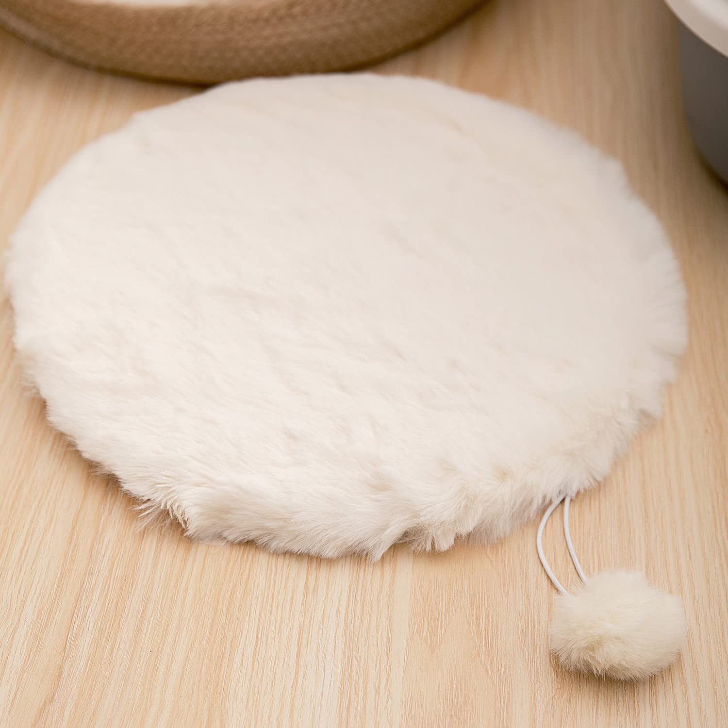 SHENGOCASE 2-Pack 16 Round Faux Rabbit Fur Cat Dog Bed Cushion Pad Mat, Cat Tree Tower Replacement Cushion Pad for Window Perch