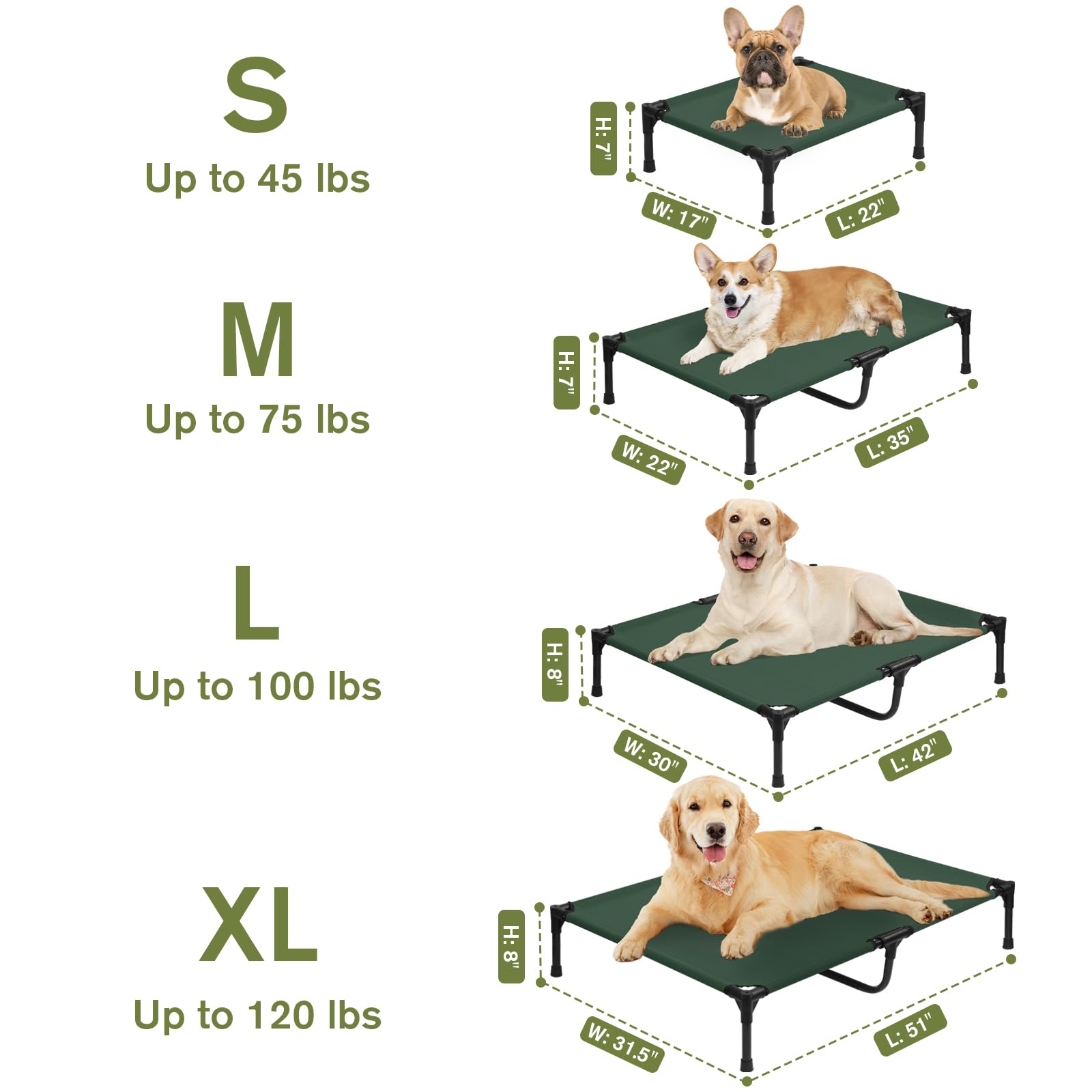 Outdoor Elevated Dog Beds Medium Sized Dog, Cooling Raised Dogs Cots Bed With Breathable Mesh, Portable Lifted Pet Hammock, Non-