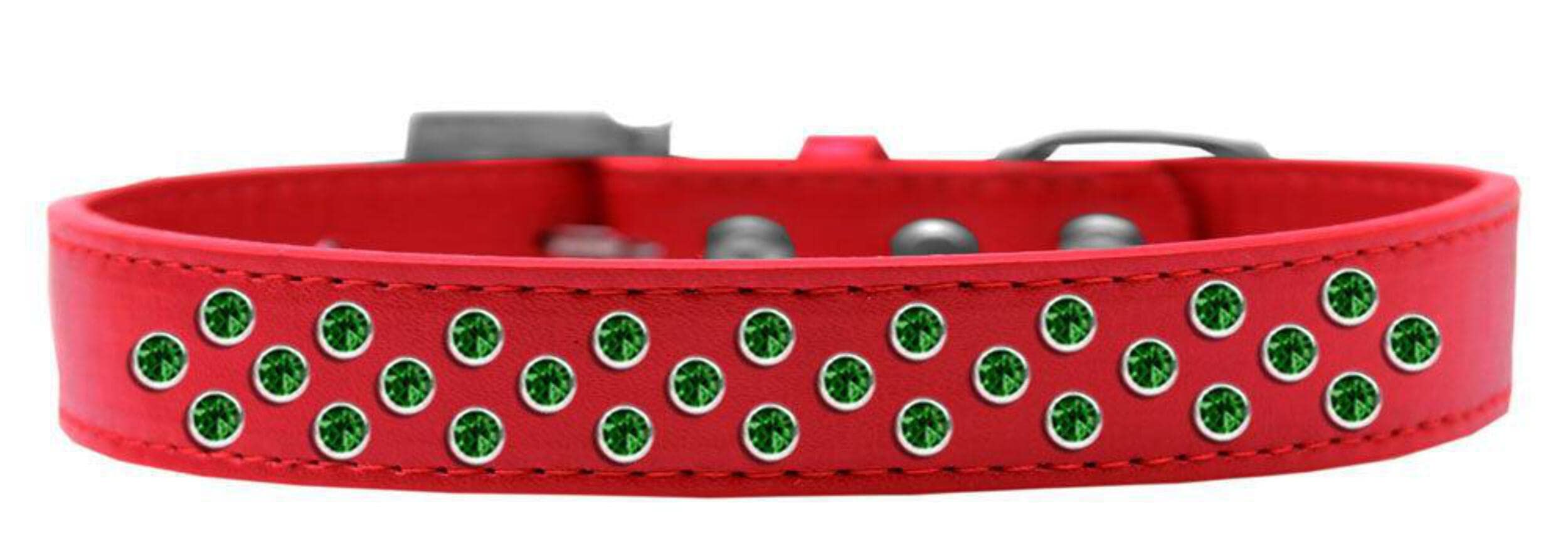 Mirage Pet Products Sprinkles Dog Collar with Emerald Green Crystals, Size 20, Black