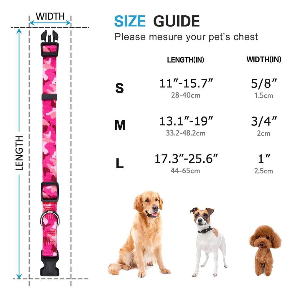 Rhea Rose Dog Collar Special Design Personalized Soft Collars Pink Camo Small