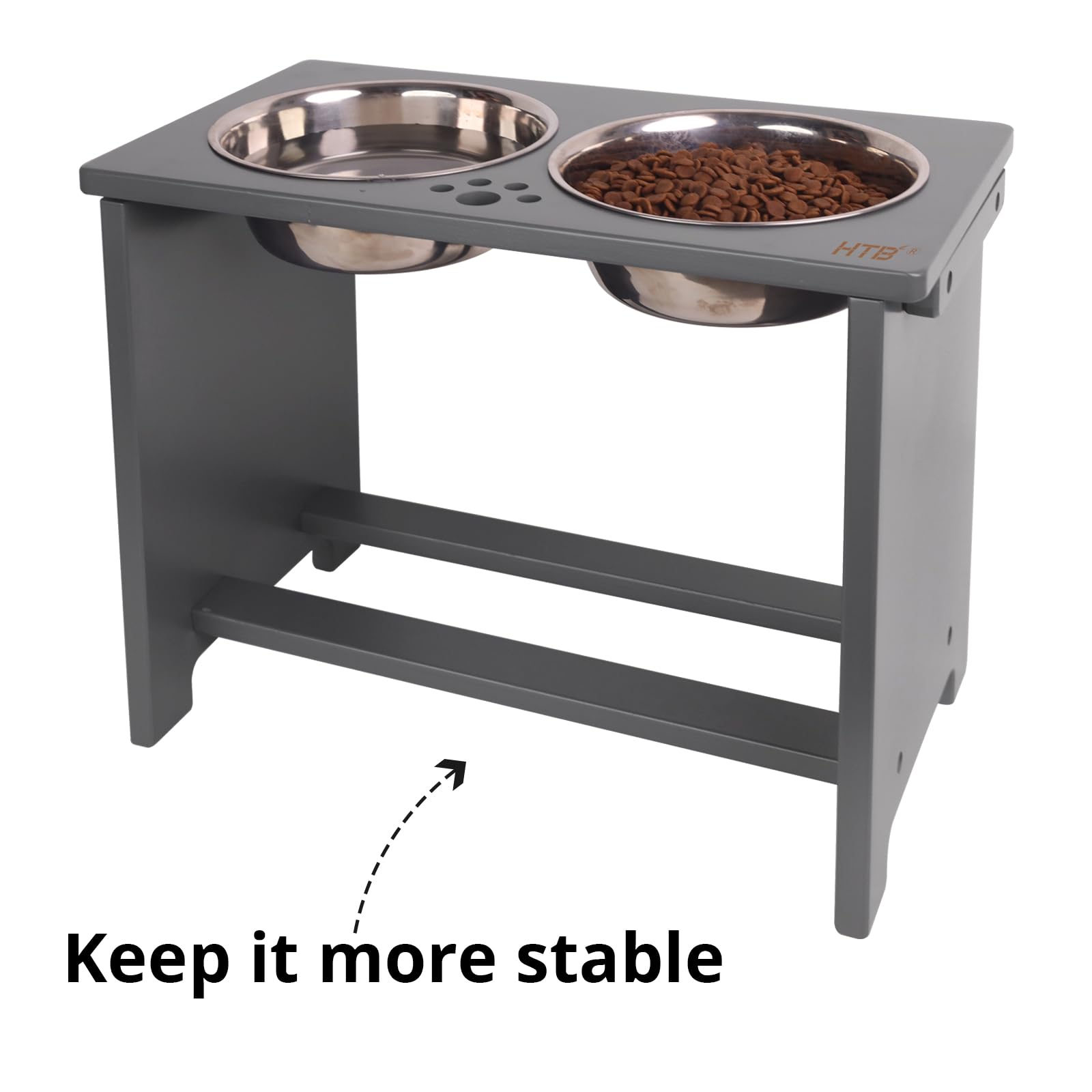 Htb Elevated Dog Bowls,Raised Dog Bowl Stand With 2 Stainless Steel Bowls,Elevated Raised Dogbowls For Large Medium Small Sized