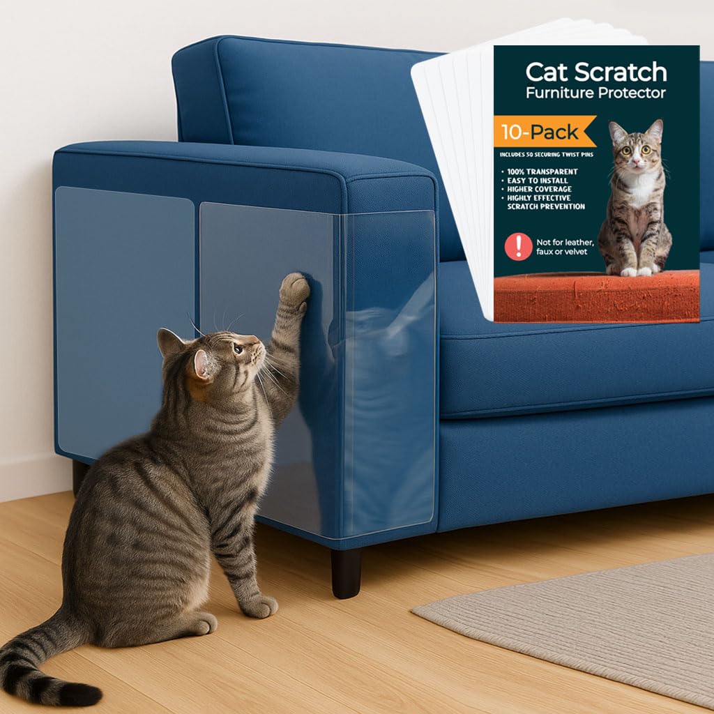 Cat Couch Protector, 10 Pack, Anti Cat Scratch Furniture Protector, Couch Protector For Cats, Furniture Protectors From Cats, Couch Cat Scratch Protector