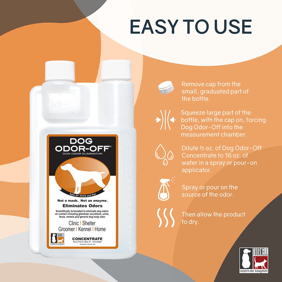 Thornell Dog Odor-Off Concentrate, Pet Smell Odor Eliminator For Dog Urine, Feces Odors, Pet Odor Eliminator Concentrate, Pet Ur