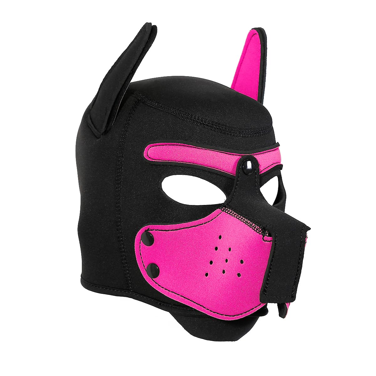 Neoprene Puppy Face Muzzle Dog Removable Full Face Pup Hood Mask (Rose, One Size)