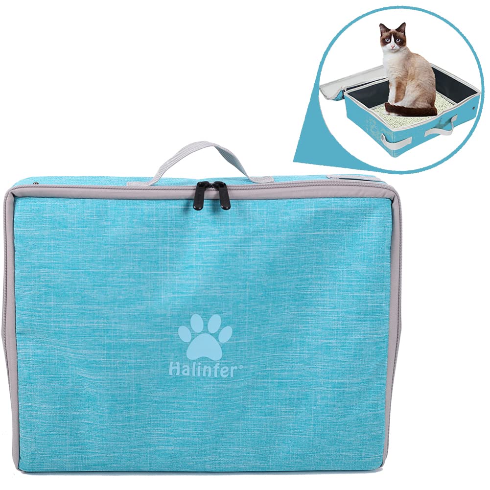 Portable Cat Travel Litter Box With Lid, Collapsible Car Cat Litter Box Waterproof And Easy To Clean