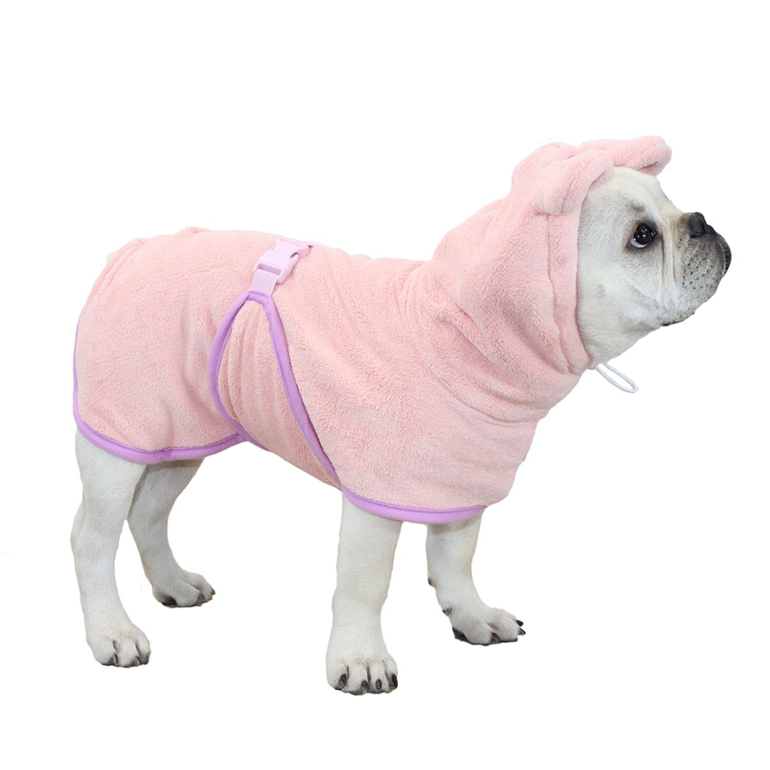 Dog Bathrobe, Microfiber Fast Drying Absorbent Hooded Bath Towel For Puppy Small Medium Large Dog Cat(Pink,Xs)