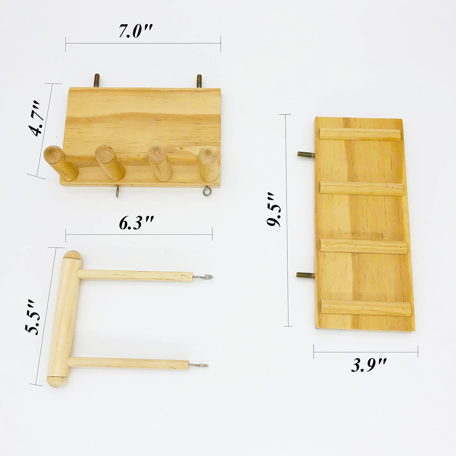 Parrot Climbing Ladder, Bird Wooden Playground With Climbing Ladder Stand, Parrot Play Stand, Bird Swing For Green Cheeks, Small Lovebirds, Goldens, Hamsters, Bird Cage Chew Toy Set