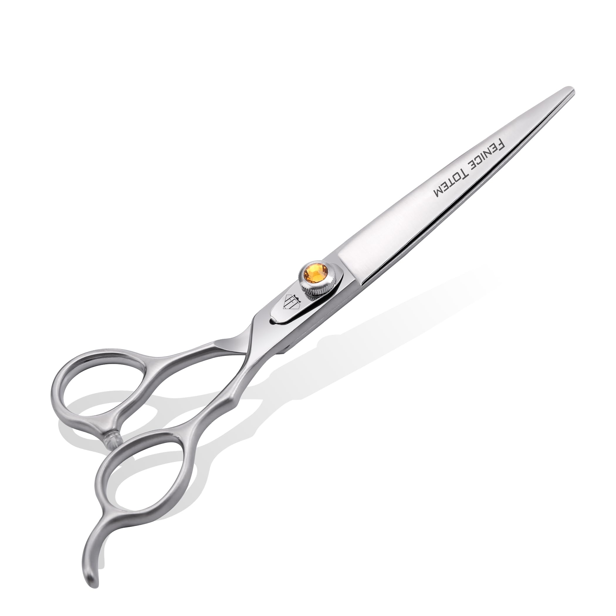 Fenice Professional Dog Grooming Scissors: 7 Inch Straight Shears For Dogs Trimming Made Of Japanese 440C Stainless Steel Yellow