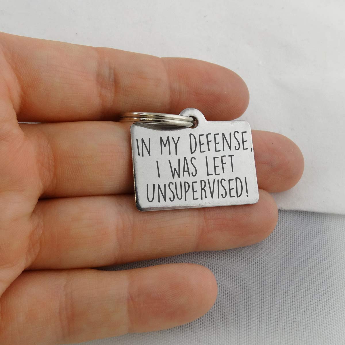 In My Defense, I Was Left Unsupervised! Personalized Pet Id Tag - 32Mm X 22Mm Double Sided Laser Engraved For Dog Or Cat