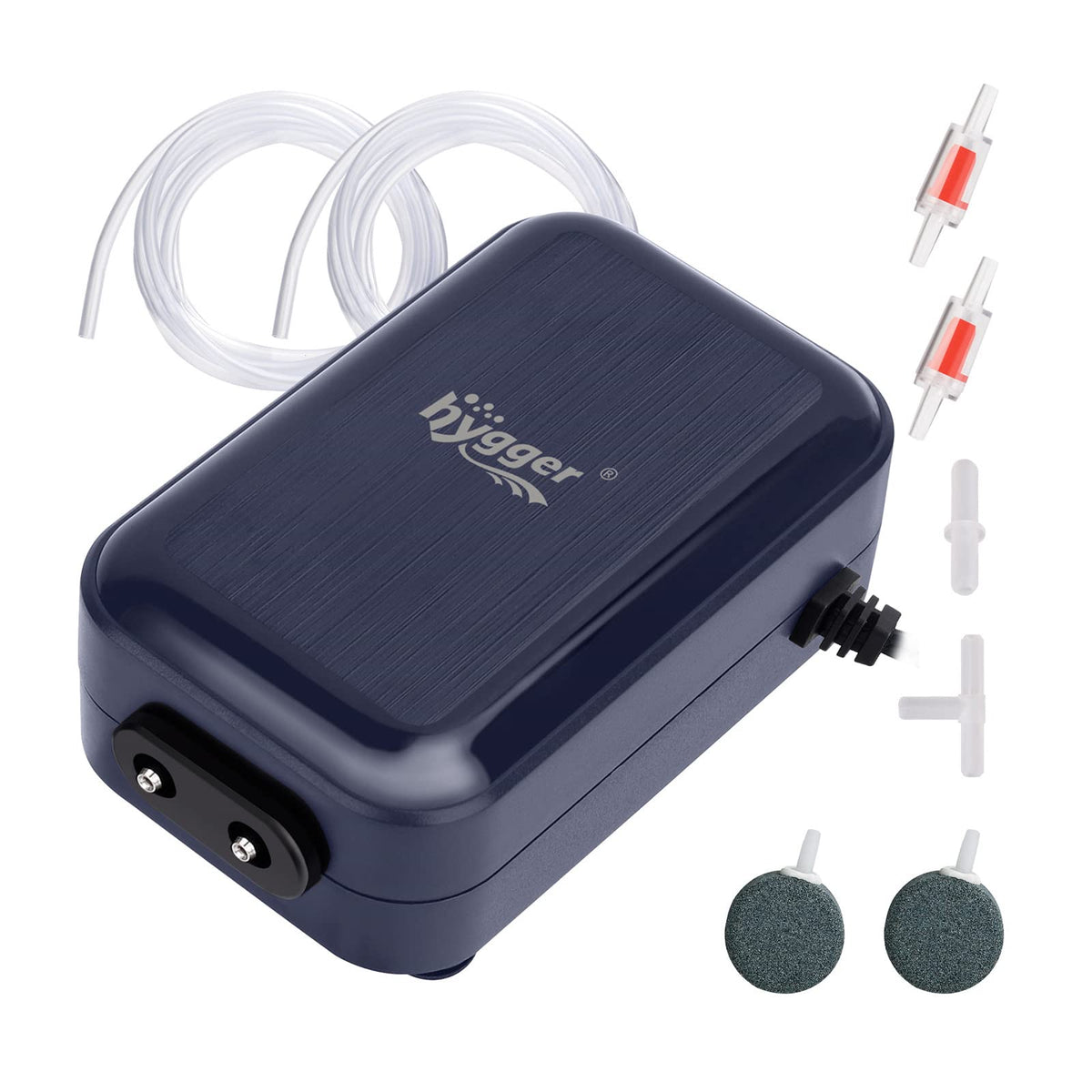 Hygger Aquarium Air Pump, Adjustable Oxygen Pump, Silent Powerful Aerator Pump 2W/3W/4.5W/6W/ 2 Air Outlets Ultra For Up To 100 