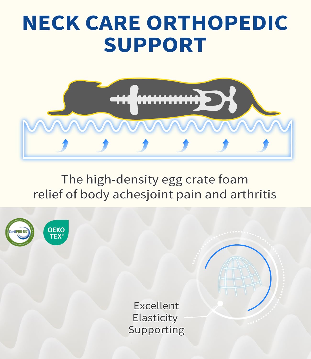 Made4Pet Large Dog Bed, Orthopedic Extra Large Dog Sofa Egg-Crate Foam 42'' Pet Couch Bed With Washable Waterproof Cover,Gray