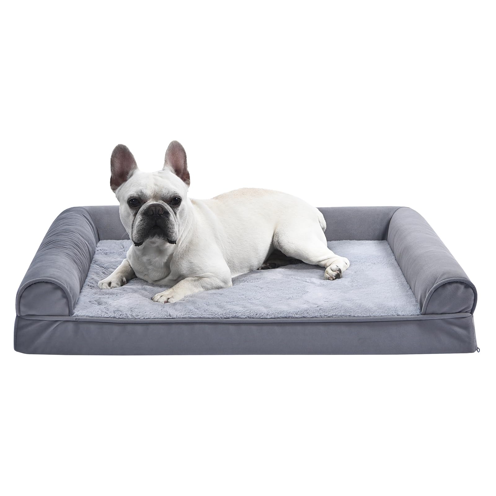 Amazon Basics Foam Living Room Couch Dog Pet Bed With Removable Cover, Grey, 36'' X 27''