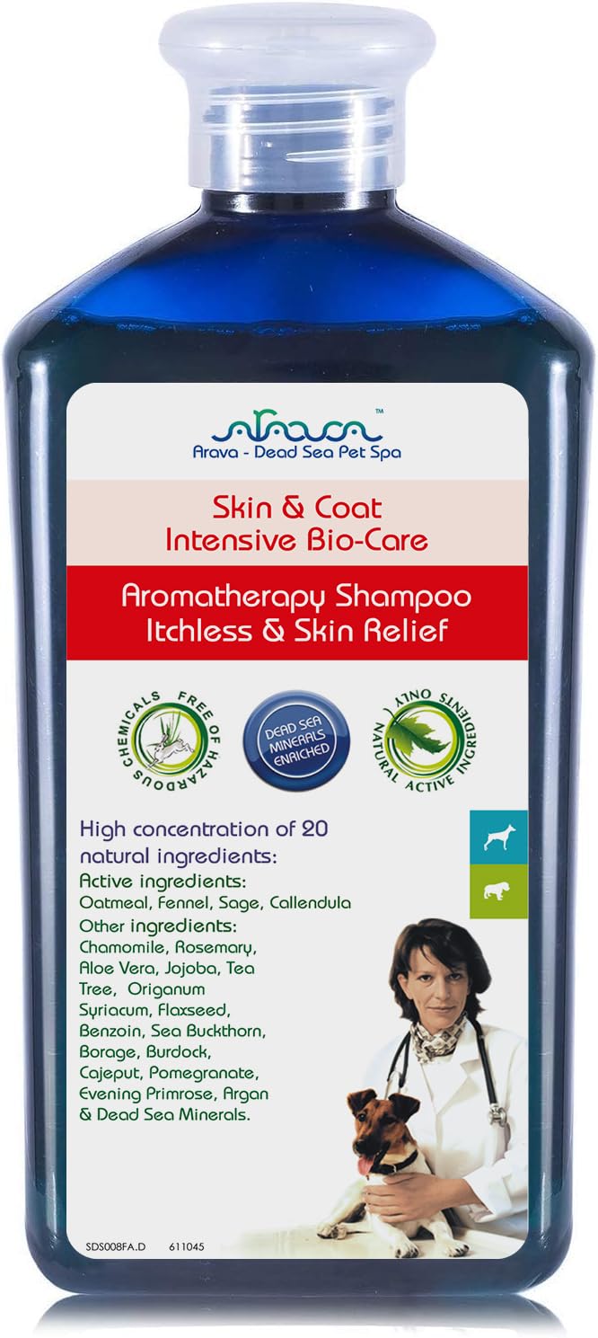 Arava Natural Medicated Dog Shampoo - Anti Yeast Anti Itch Dog Shampoo - Healthy Skin & Coat - First Aid In Hot Spots Ringworm S